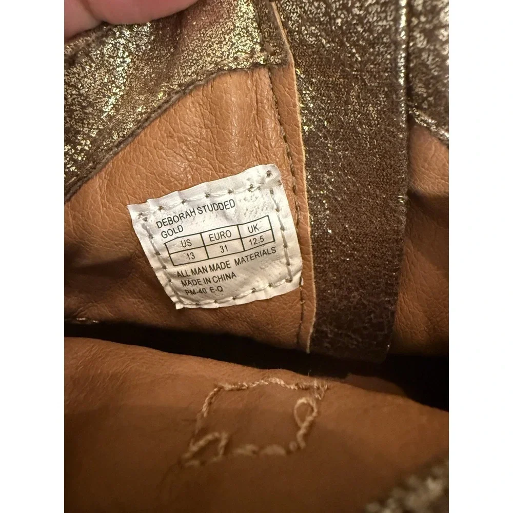 FRYE Deborah Girls Gold Studded Distressed Leather Short‎ Bootie Boots Size 13